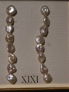 La Voute Iridescent Baroque Pearl Drop Earrings - White Pearlescent